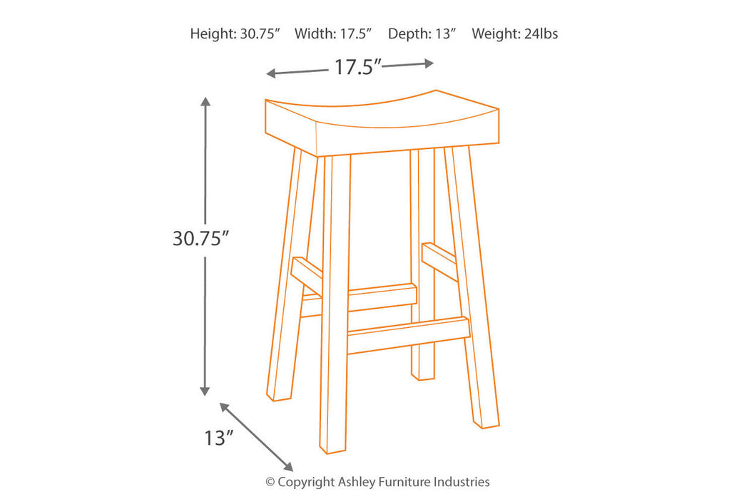 Glosco Medium Brown/Dark Brown Bar Height Barstool, Set of 2 - D548-030 - Vega Furniture