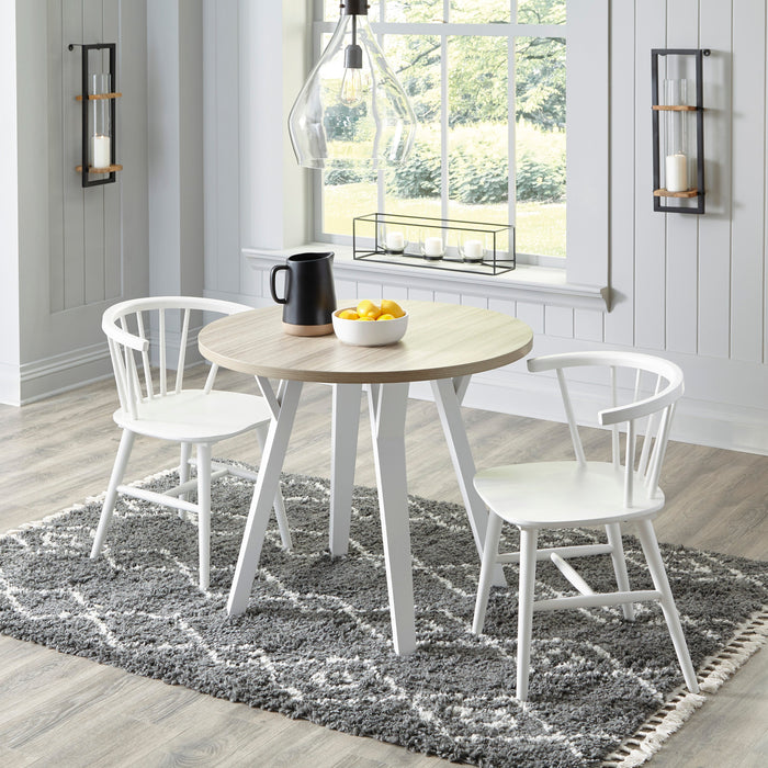 Grannen White 3-Piece Round Dining Set - SET | D407-15 | D407-01 - Vega Furniture