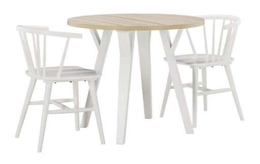 Grannen White 3-Piece Round Dining Set - SET | D407-15 | D407-01 - Vega Furniture