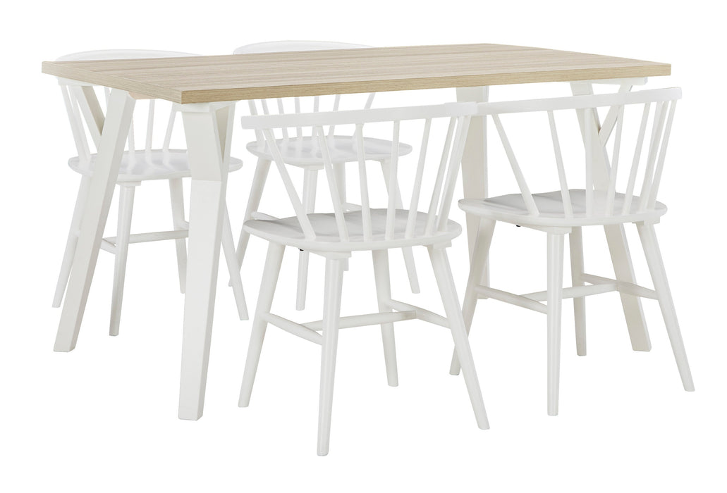 Grannen White Rectangular Dining Set - SET | D407-25 | D407-01(2) - Vega Furniture
