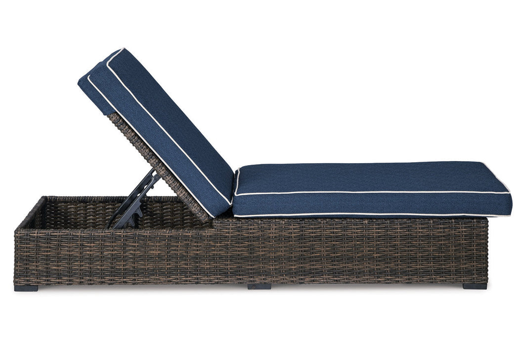 Grasson Lane Brown/Blue Chaise Lounge with Cushion - P783-815 - Vega Furniture