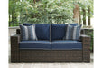 Grasson Lane Brown/Blue Loveseat with Cushion - P783-835 - Vega Furniture