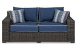 Grasson Lane Brown/Blue Loveseat with Cushion - P783-835 - Vega Furniture