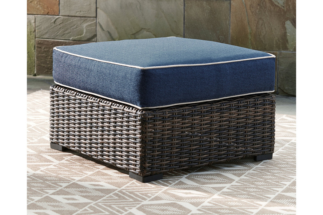 Grasson Lane Brown/Blue Ottoman with Cushion - P783-814 - Vega Furniture