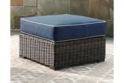 Grasson Lane Brown/Blue Ottoman with Cushion - P783-814 - Vega Furniture