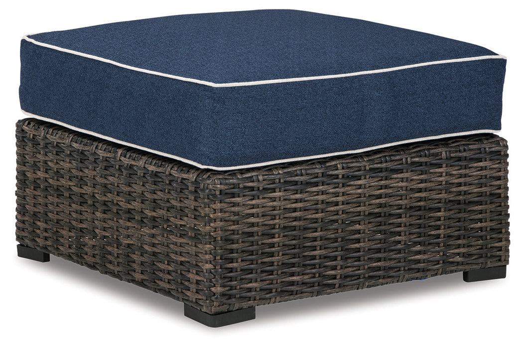 Grasson Lane Brown/Blue Ottoman with Cushion - P783-814 - Vega Furniture