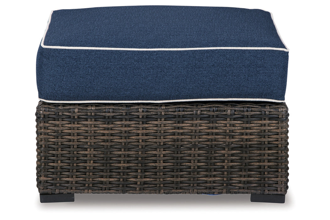 Grasson Lane Brown/Blue Ottoman with Cushion - P783-814 - Vega Furniture