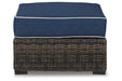 Grasson Lane Brown/Blue Ottoman with Cushion - P783-814 - Vega Furniture