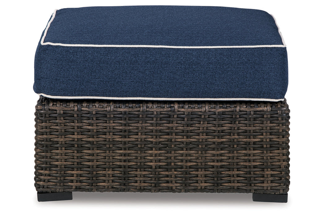 Grasson Lane Brown/Blue Ottoman with Cushion - P783-814 - Vega Furniture