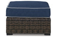 Grasson Lane Brown/Blue Ottoman with Cushion - P783-814 - Vega Furniture