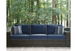Grasson Lane Brown/Blue Sofa with Cushion - P783-838 - Vega Furniture