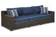 Grasson Lane Brown/Blue Sofa with Cushion - P783-838 - Vega Furniture
