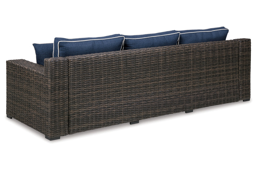 Grasson Lane Brown/Blue Sofa with Cushion - P783-838 - Vega Furniture