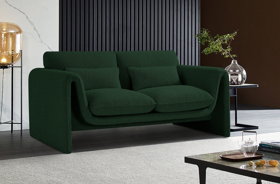 Green Stylus Boucle Fabric Loveseat - 198Green-L - Vega Furniture