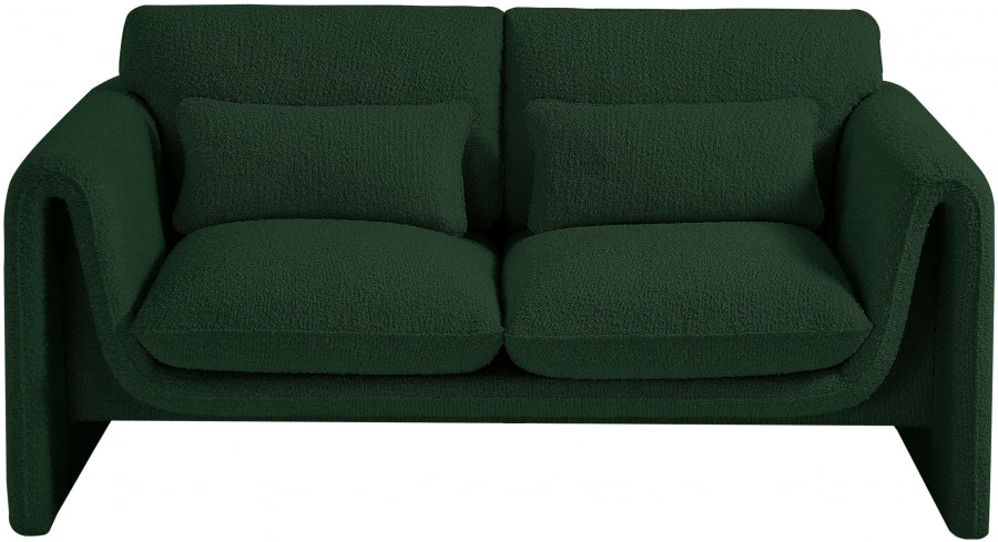 Green Stylus Boucle Fabric Loveseat - 198Green-L - Vega Furniture