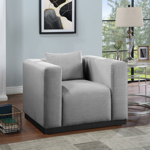 Grey Alfie Linen Textured Fabic Living Room Chair - 642Grey-C - Vega Furniture