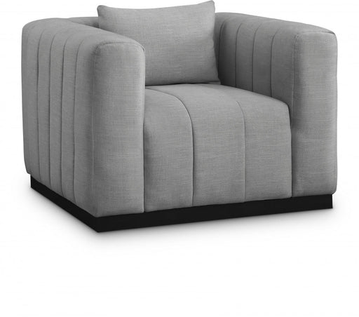 Grey Lucia Linen Textured Fabric Living Room Chair - 655Grey-C - Vega Furniture