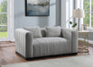 Grey Lucia Linen Textured Fabric Loveseat - 655Grey-L - Vega Furniture