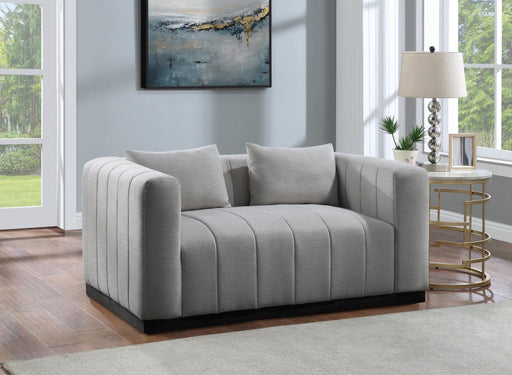 Grey Lucia Linen Textured Fabric Loveseat - 655Grey-L - Vega Furniture