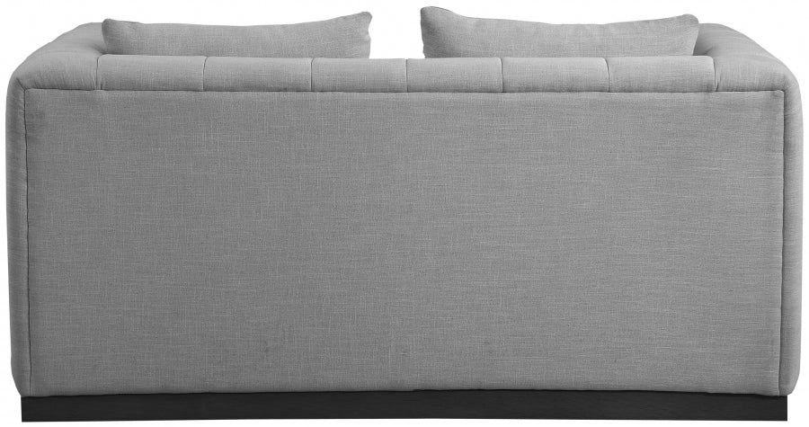 Grey Lucia Linen Textured Fabric Loveseat - 655Grey-L - Vega Furniture