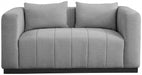 Grey Lucia Linen Textured Fabric Loveseat - 655Grey-L - Vega Furniture