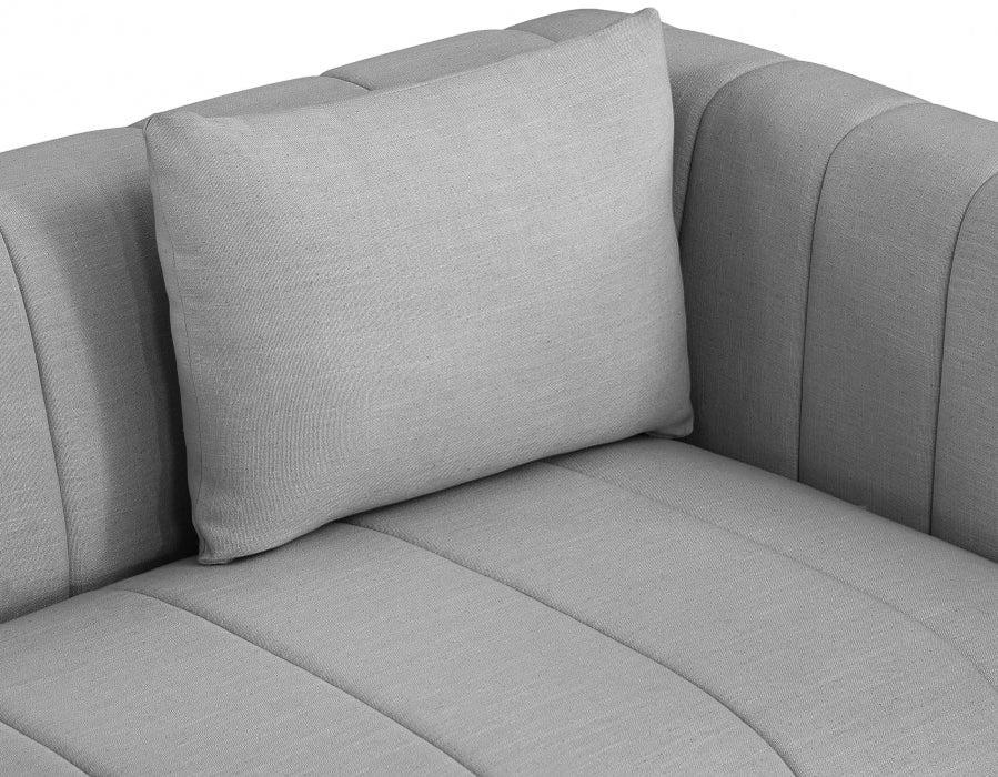 Grey Lucia Linen Textured Fabric Loveseat - 655Grey-L - Vega Furniture