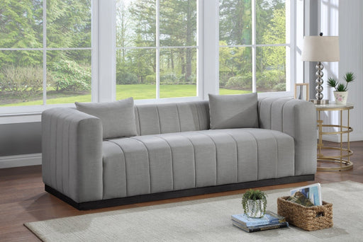 Grey Lucia Linen Textured Fabric Sofa - 655Grey-S - Vega Furniture