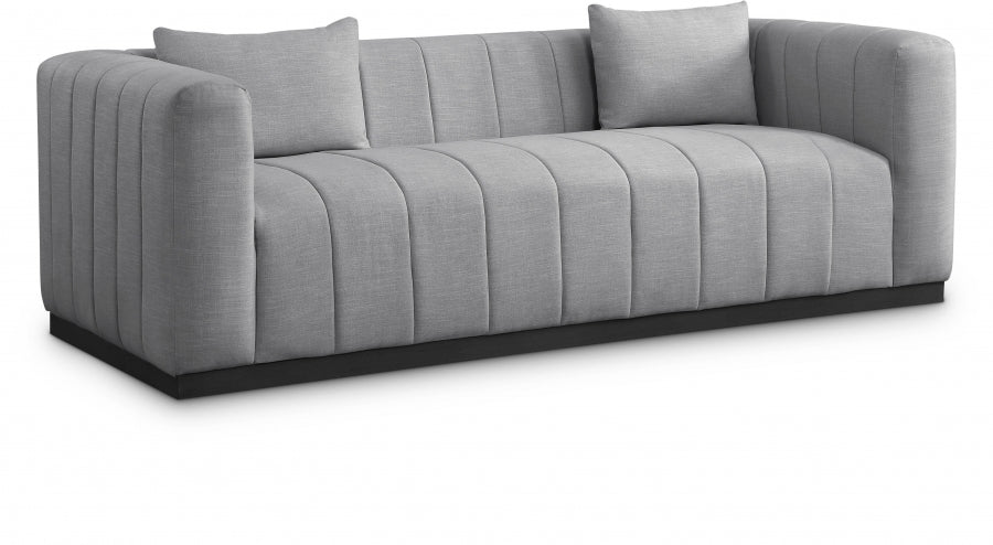 Grey Lucia Linen Textured Fabric Sofa - 655Grey-S - Vega Furniture