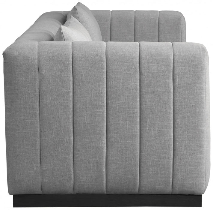 Grey Lucia Linen Textured Fabric Sofa - 655Grey-S - Vega Furniture