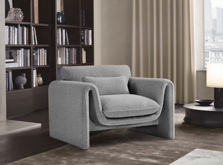 Grey Stylus Boucle Fabric Chair - 198Grey-C - Vega Furniture