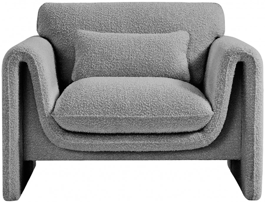 Grey Stylus Boucle Fabric Chair - 198Grey-C - Vega Furniture