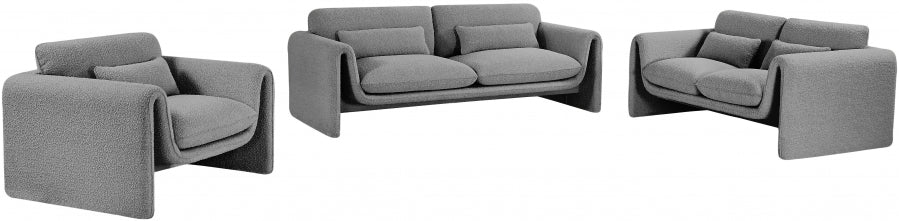 Grey Stylus Boucle Fabric Loveseat - 198Grey-L - Vega Furniture