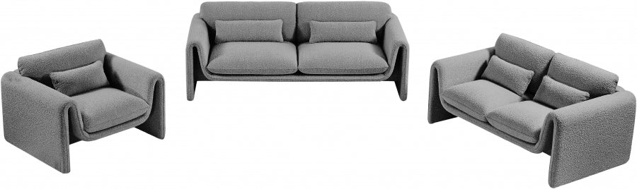 Grey Stylus Boucle Fabric Loveseat - 198Grey-L - Vega Furniture