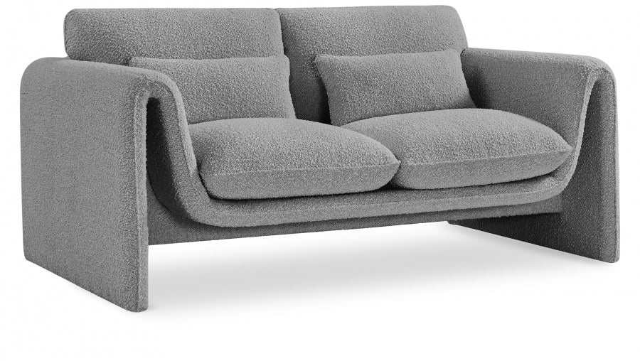 Grey Stylus Boucle Fabric Loveseat - 198Grey-L - Vega Furniture