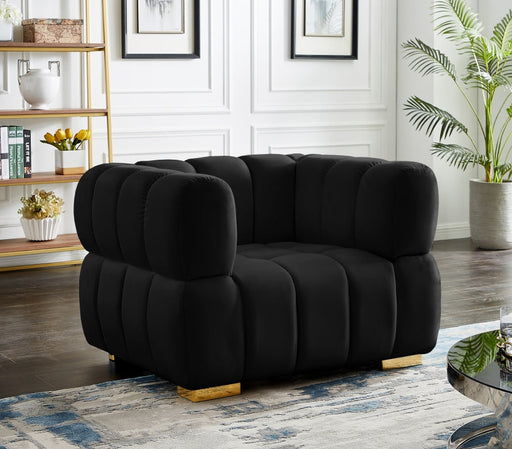 Gwen Black Velvet Chair - 670Black-C - Vega Furniture