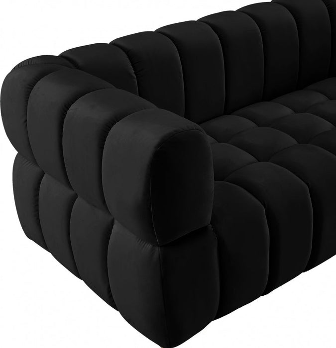 Gwen Black Velvet Loveseat - 670Black-L - Vega Furniture