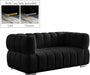 Gwen Black Velvet Loveseat - 670Black-L - Vega Furniture