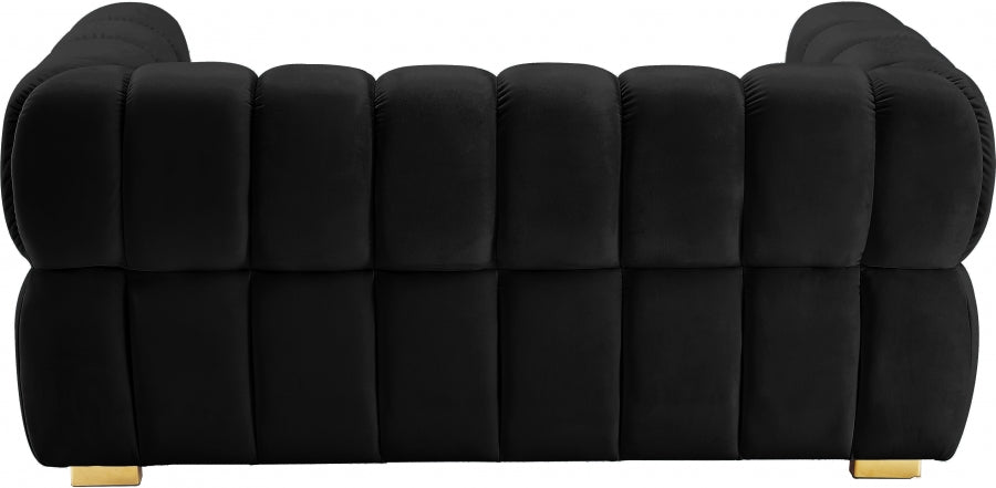 Gwen Black Velvet Loveseat - 670Black-L - Vega Furniture