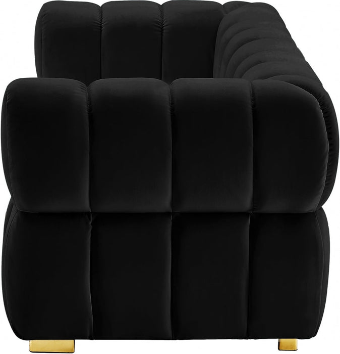 Gwen Black Velvet Loveseat - 670Black-L - Vega Furniture