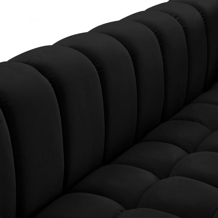 Gwen Black Velvet Loveseat - 670Black-L - Vega Furniture