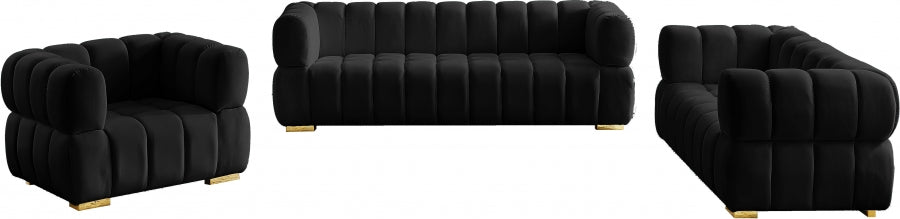 Gwen Black Velvet Sofa - 670Black-S - Vega Furniture