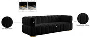 Gwen Black Velvet Sofa - 670Black-S - Vega Furniture