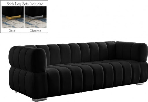 Gwen Black Velvet Sofa - 670Black-S - Vega Furniture