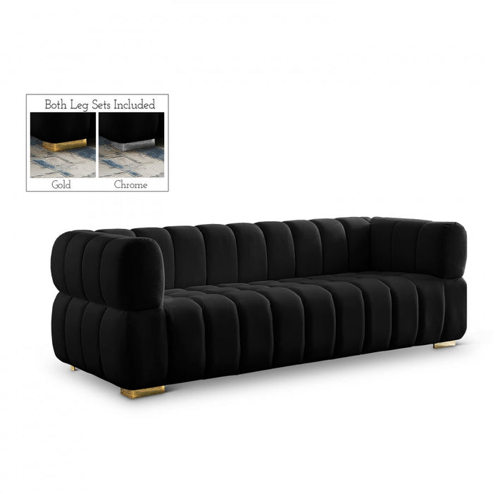 Gwen Black Velvet Sofa - 670Black-S - Vega Furniture