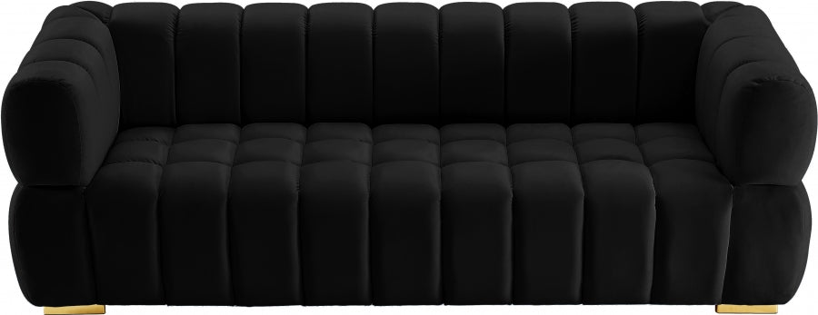 Gwen Black Velvet Sofa - 670Black-S - Vega Furniture