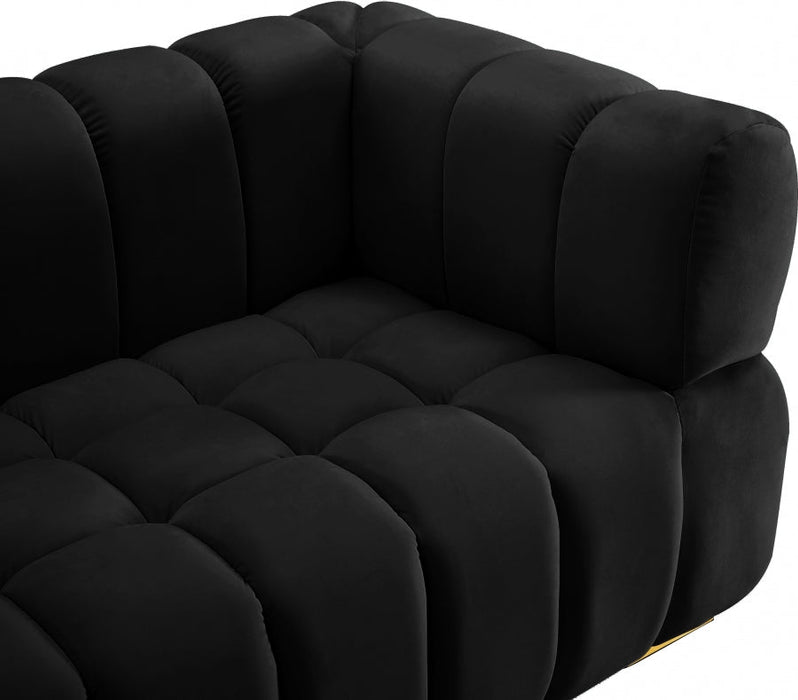 Gwen Black Velvet Sofa - 670Black-S - Vega Furniture