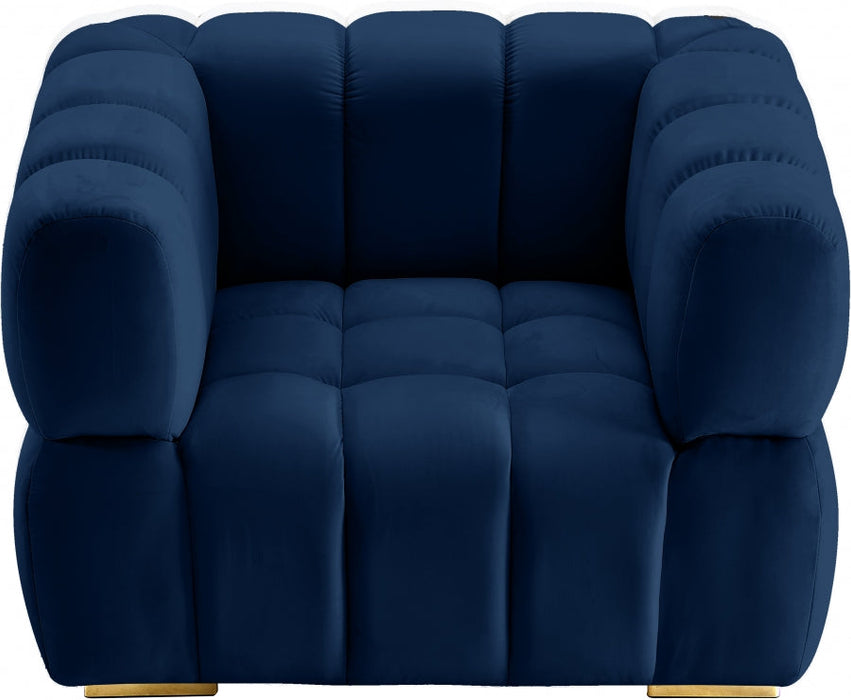 Gwen Blue Velvet Chair - 670Navy-C - Vega Furniture