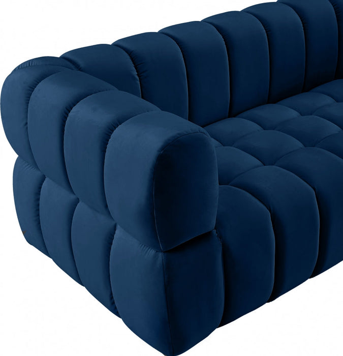 Gwen Blue Velvet Loveseat - 670Navy-L - Vega Furniture