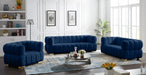 Gwen Blue Velvet Loveseat - 670Navy-L - Vega Furniture