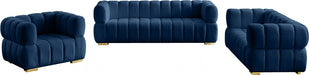 Gwen Blue Velvet Loveseat - 670Navy-L - Vega Furniture